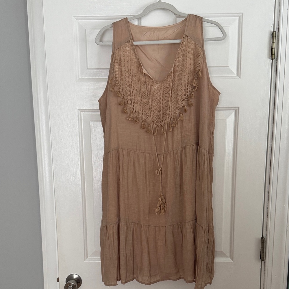 SHEIN Tan Sleeveless Mini Dress